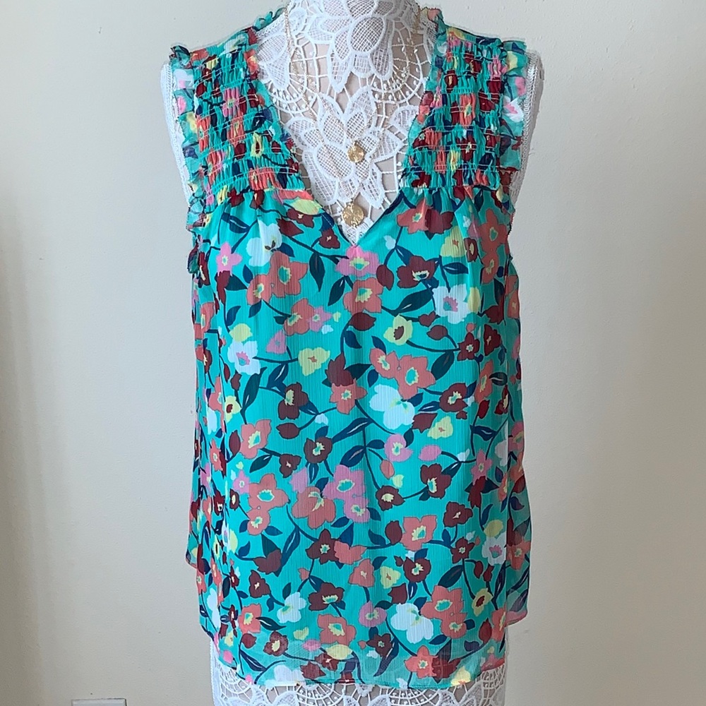 Elle Teal Flowered Blouse